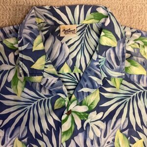 Royal Creations Mens 2XL Hawaiian Shirt Blue Green‎ Tropical Made in Hawaii